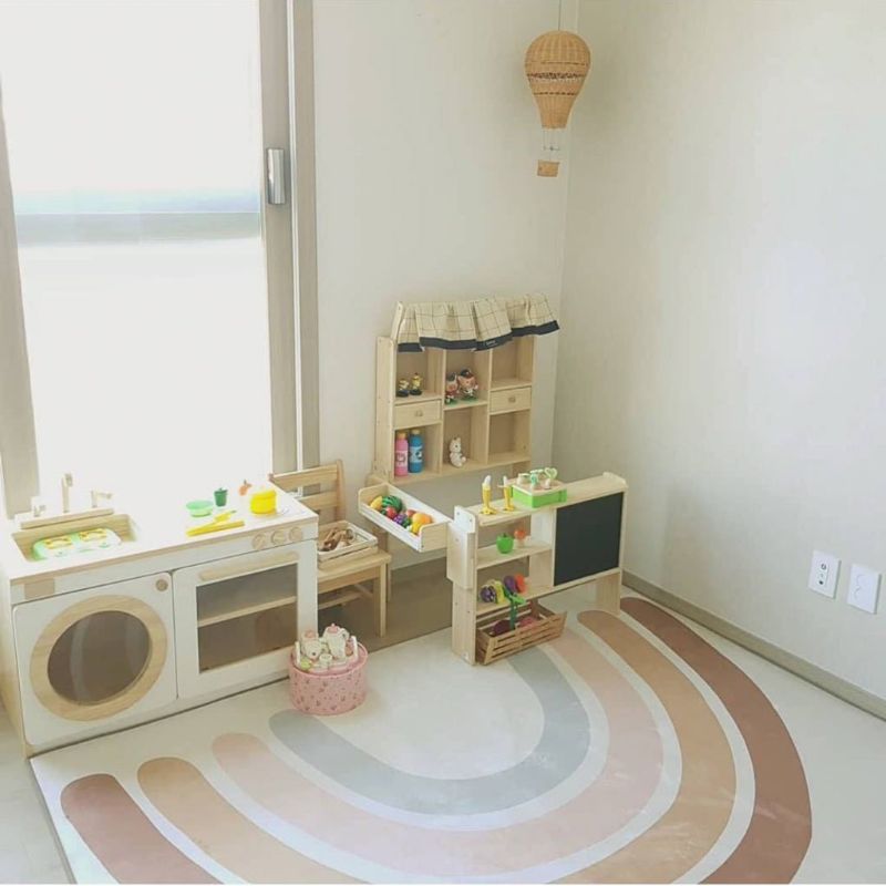 Baby spædbarn lege gulvmåtte kravletæppe tæppe regnbue børn legemåtte tæppe