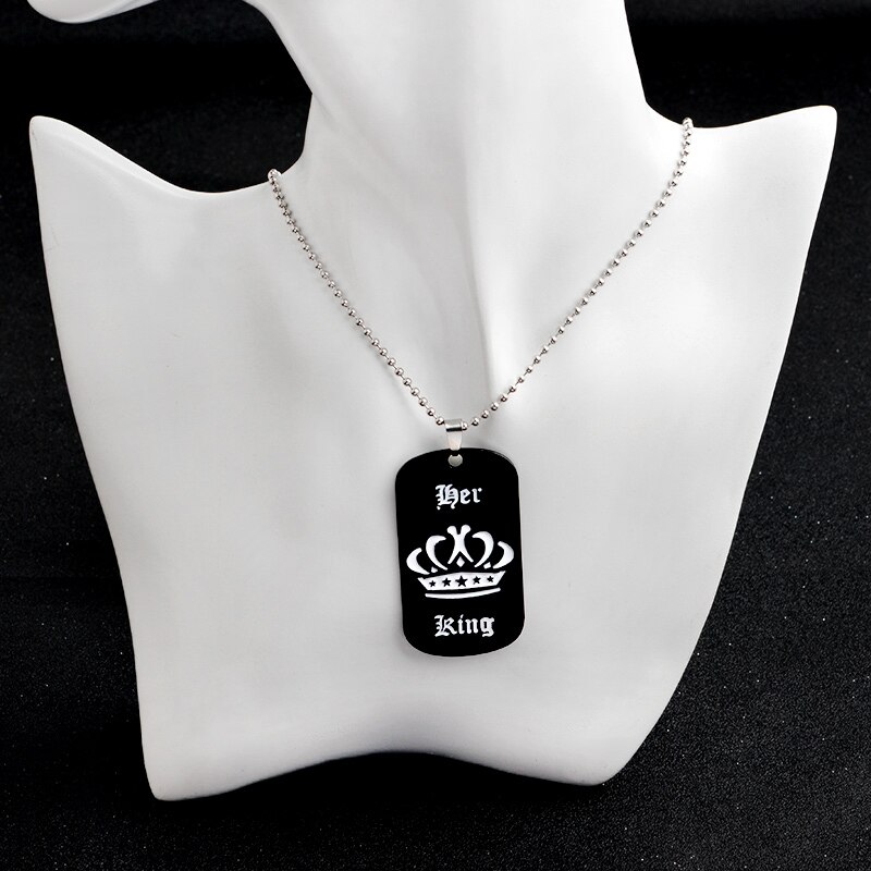 Smykker populære hendes konge hans dronning graverede bogstaver sort #39 halskæde par valentinsdag