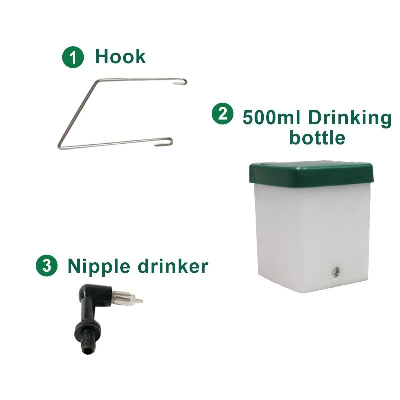 Kanin drikkedunk 500ml/1l hamster nippel drikker med krog plast kanin bur hængende vand udstyr drikke forsyninger