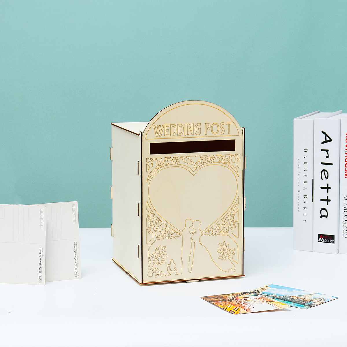 Diy Wooden Wedding Supplies Mailbox Royal Mail Style Ornaments Wedding Post Box Card Boxes with a Key: A