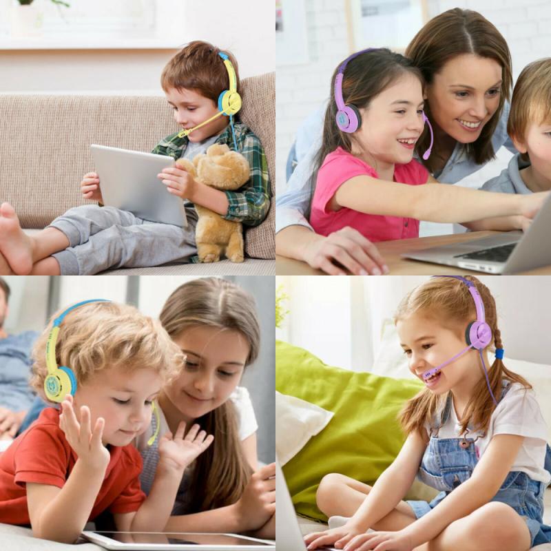 Rainbow Colors Wired Headphone With Microphone Music Stereo Bass Headphone Earphone Adjustable Headset Girls Kids Child