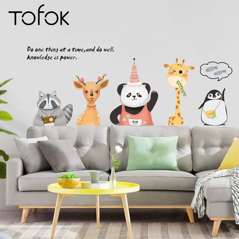 Tofok bos zittende dieren diy thuis muursticker schattige herten kinderkamer woonkamer tv bank achtergrond sticker kinderkamer decoratie