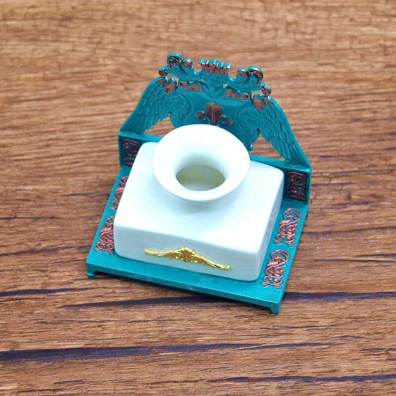 Copper Butterfly Calligraphy Painting Ancient Calligraphy Ink Tank ,glass Dip Pen Rack, Pen Holder: Green Gold