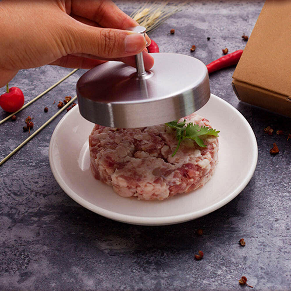 9.5*2cm rostfritt stål non-stick hamburgerpress hamburgerbiffmaskin manuell form silver