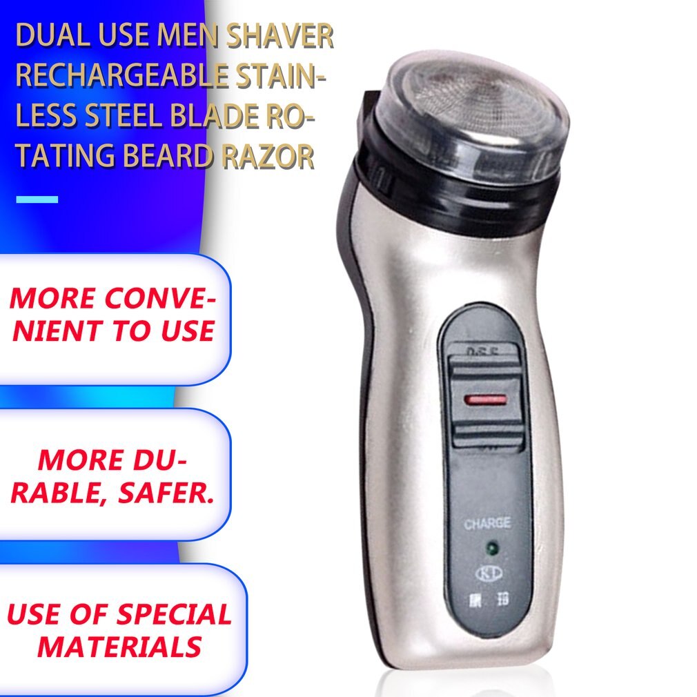 Dual Use Men Electric Shaver Rechargeable Stainless Steel Blade Shaving Machine Razor Rotating Portable Beard Hair Trimmer