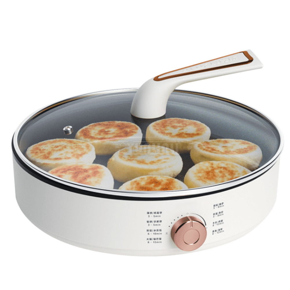 Multifunktion ale Antihaft-elektrische Pfanne Haushalt automatische Pfannkuchen hersteller Pizza Backform: WHITE