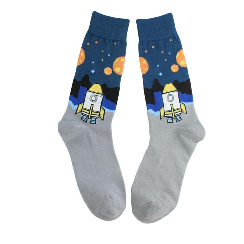 Streetwear Unisex dibujos animados divertidos Calcetines para hombre algodón con Alien Planet Universe Calcetines de Hip Hop hombres Happy Calcetines Meias 131304: 6