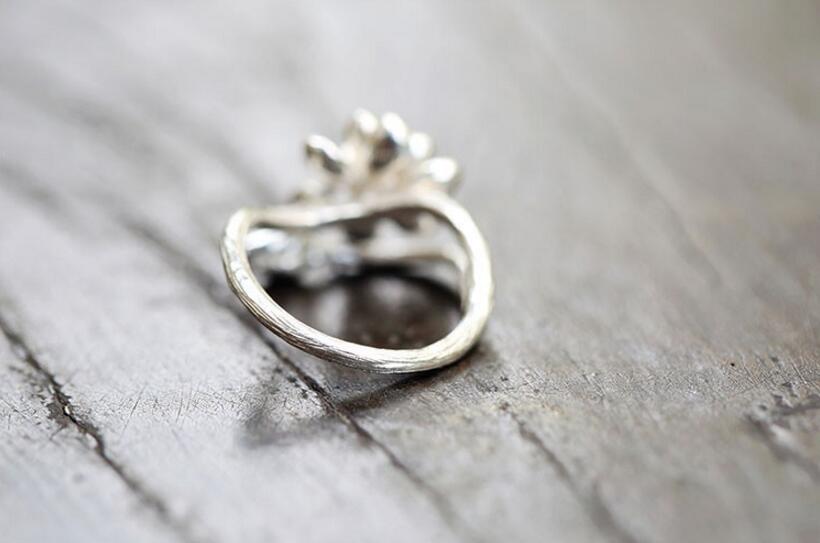 Silver Color Handmade Lotus Flower Rings Finger Jewelry For Women Retro Jewelry anel S-R51