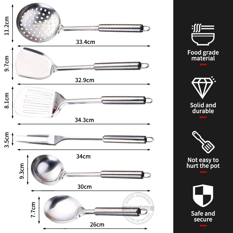 6 Pieces Cooking Utensil Set, Stainless Steel Kitchen Utensil Set with Organizer Holder Stand, Kitchen Cooking Tools