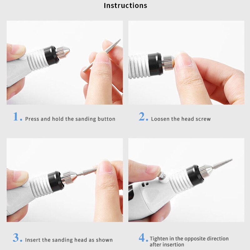 Bærbart elektrisk neglesæt, elektrisk negleboremaskine, akrylgelfjerner negleværktøj os stik