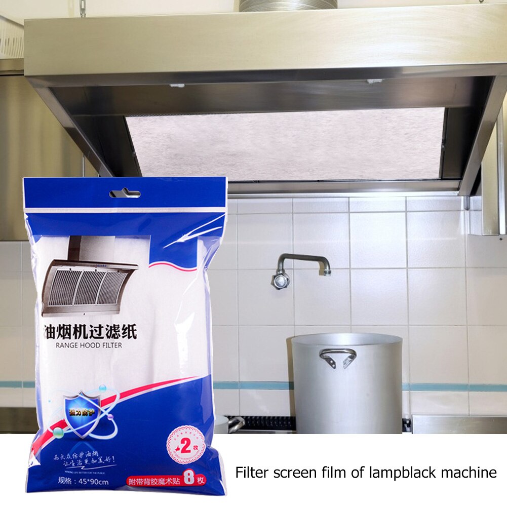 2Pcs Home Range Hood Anti-Oil Filter Stickers Fume Paper Kitchen Supplies Clean Cooking Nonwoven Range Hood Grease Filter Paper