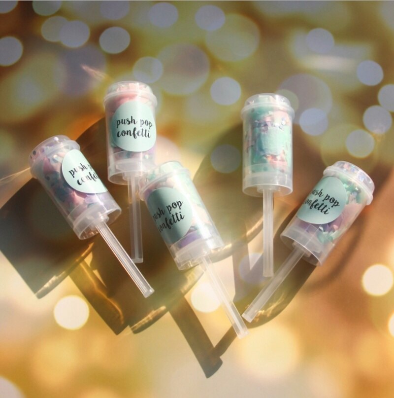 2 stk push poppers mix rosa guld konfetti brude jubilæum push pop konfetti baby shower havfrue fest gør det selv fødselsdag dekorationer