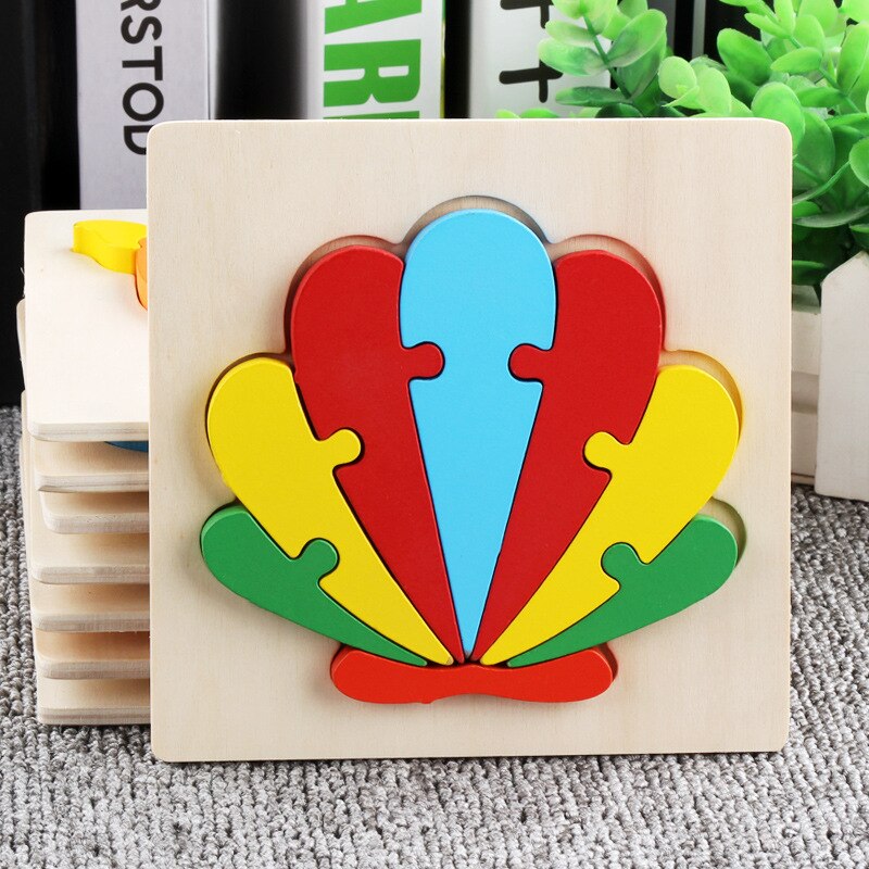 Children's wooden 3D cartoon animal three-dimensional puzzle baby early education small jigsaw puzzle toy: shell