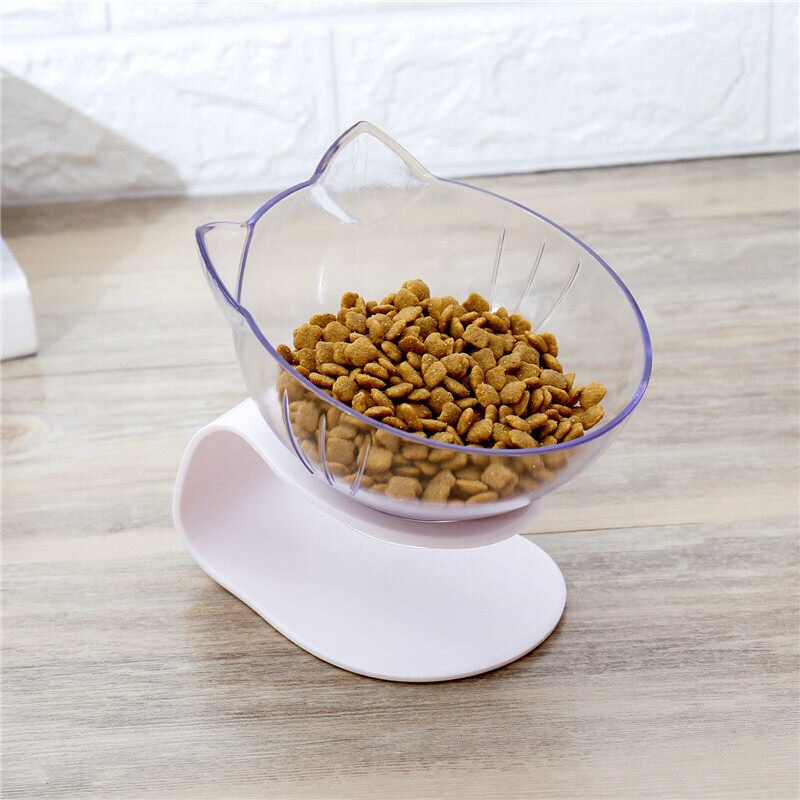 Orthopedic Anti-vomiting Cat Feeder Dog Bowl Transparent AS Material Non-slip Food Bowl With Protection Cervical Transparent Cat