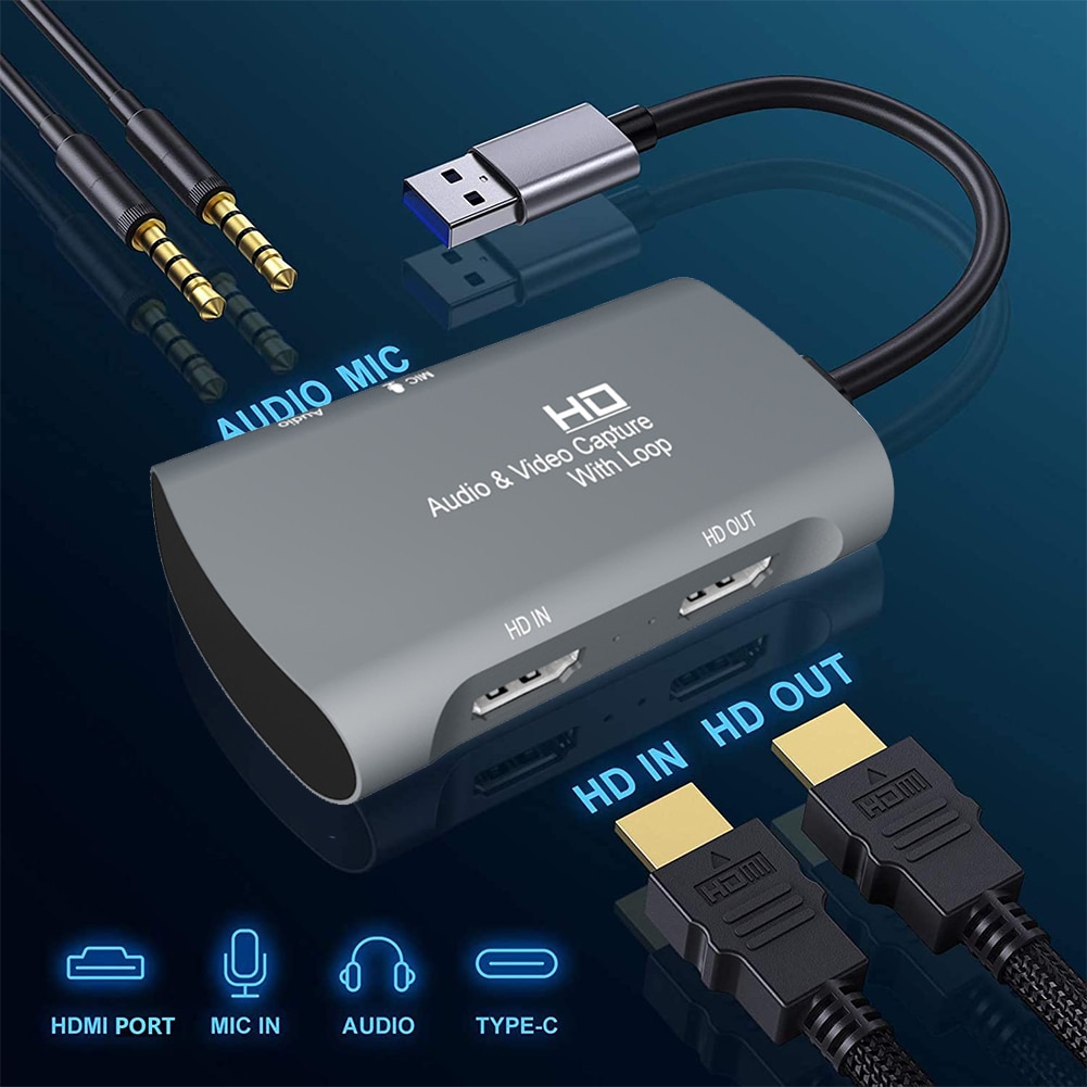 Hdmi-compatible Video Capture Card 4K 1080P 60FPS Game Capture Card with USB 3.0 Game Recorder Dual USB Capture Card