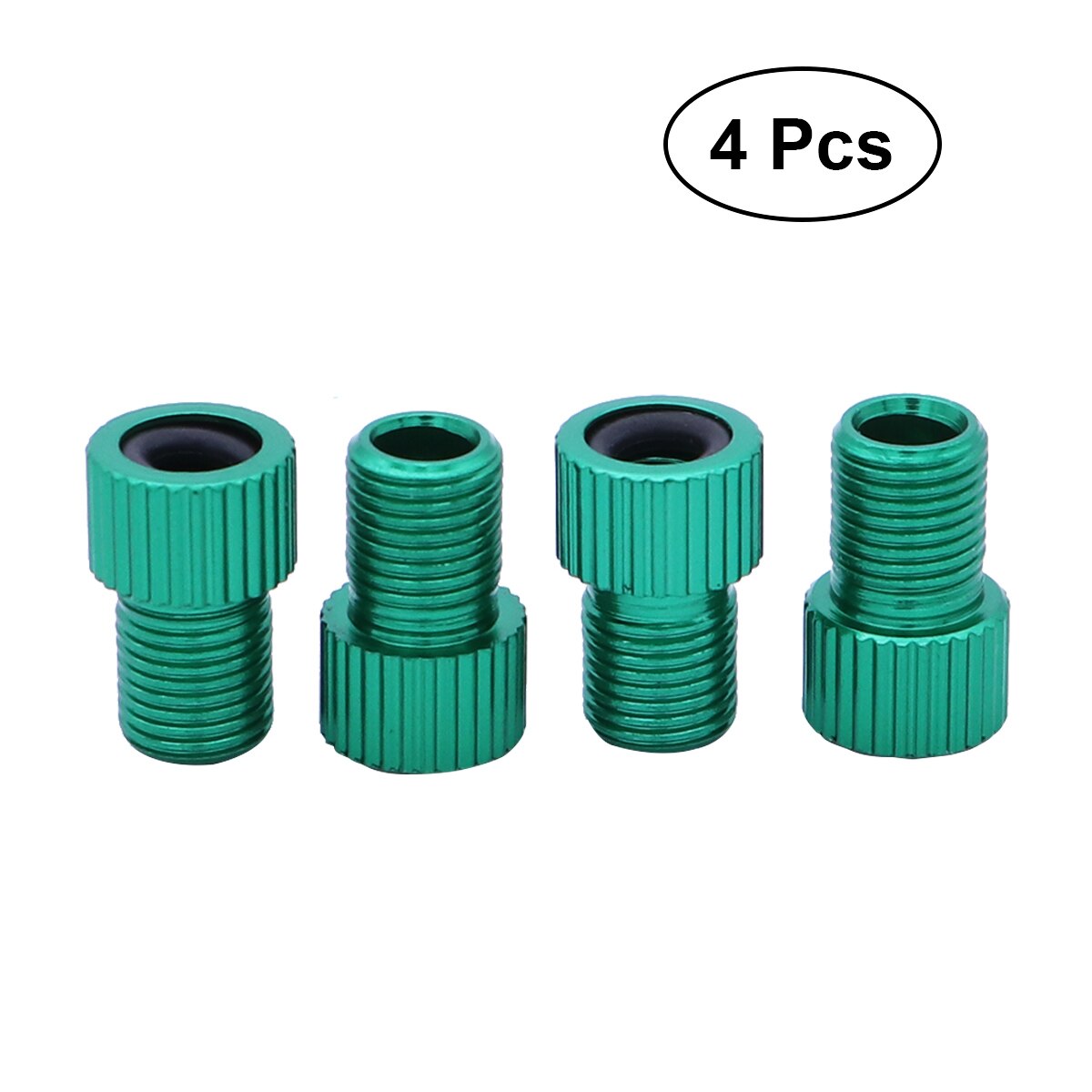 Set of 4 Bicycle Aluminum Presta to Schrader Valve Adapters Converters Mountain Bike Road Bike Air Compressor Repair Tools: Green