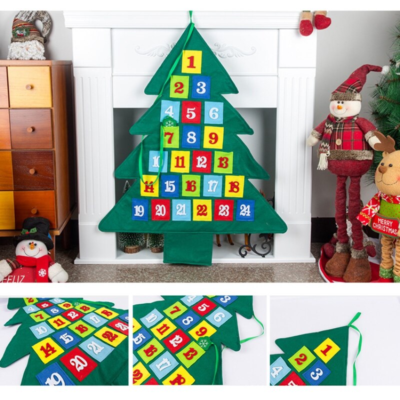 Non-woven Christmas Tree Hanging Advent Calendars 24 Days Countdown To Christmas For Home Office Party Decoration Kerst Kalender