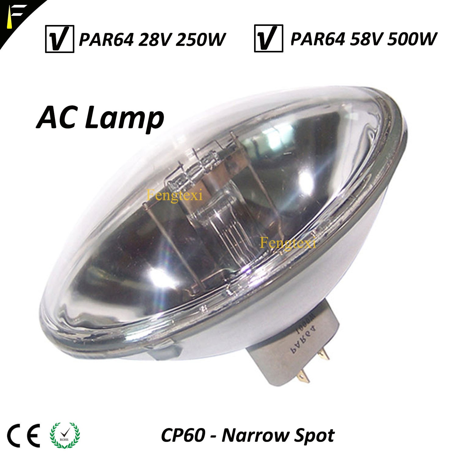 Lámpara Par64 de 3200k para estudio de cine, Reflector parabólico de 500w, CP60, CP61, CP62, Par de bombilla de 64 y 500W, GX16D, Burbuja sellada