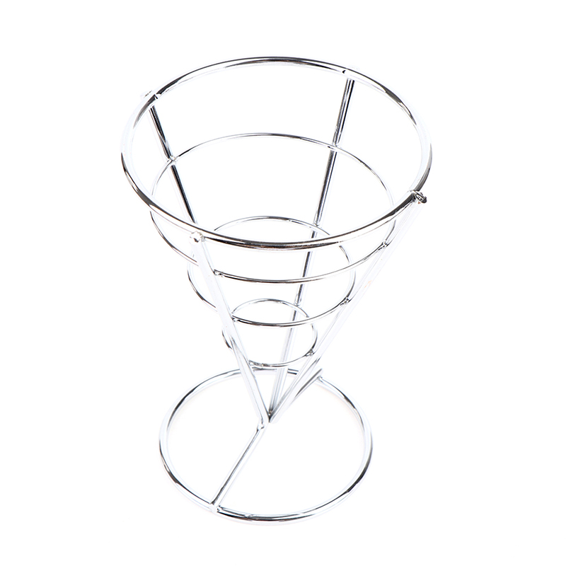 1 Set Stainless Steel French Fry Stand Cone Basket Holder for Fries Fish and Chips and Appetizers Kitchen Accessories Organizer