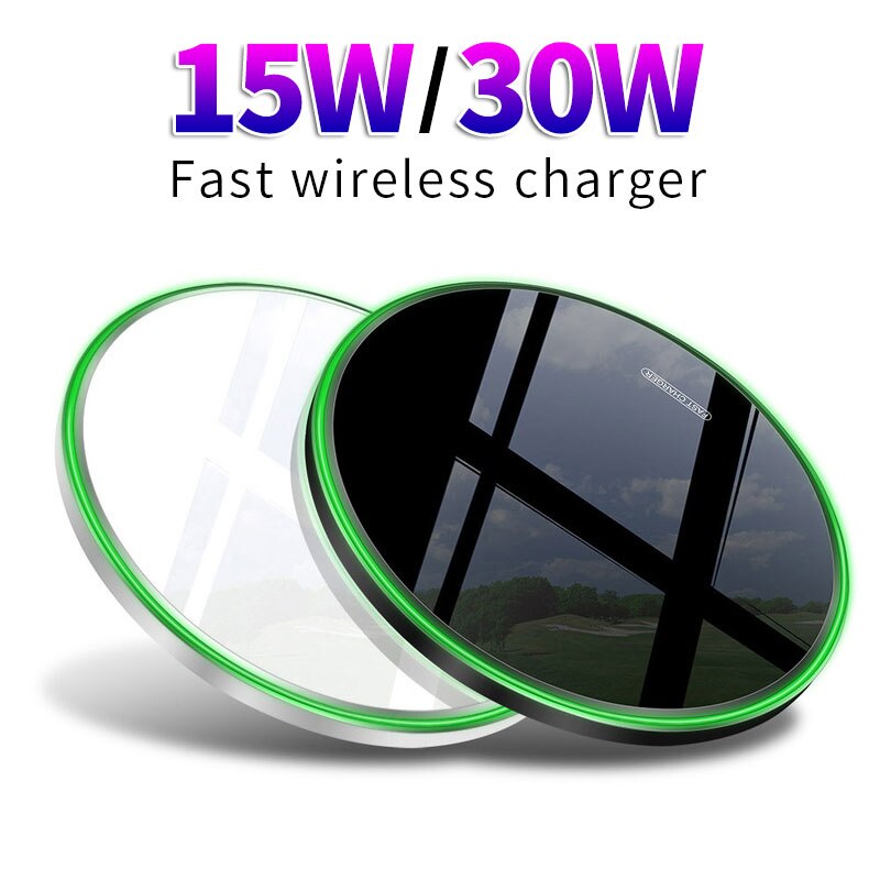 Qi Wireless Charger For iPhone 12 11 Pro Max XS XR X 8 30W Fast Charging Wireless Charger Pad For Samsung S10 S9 S8 Note 10 Plus