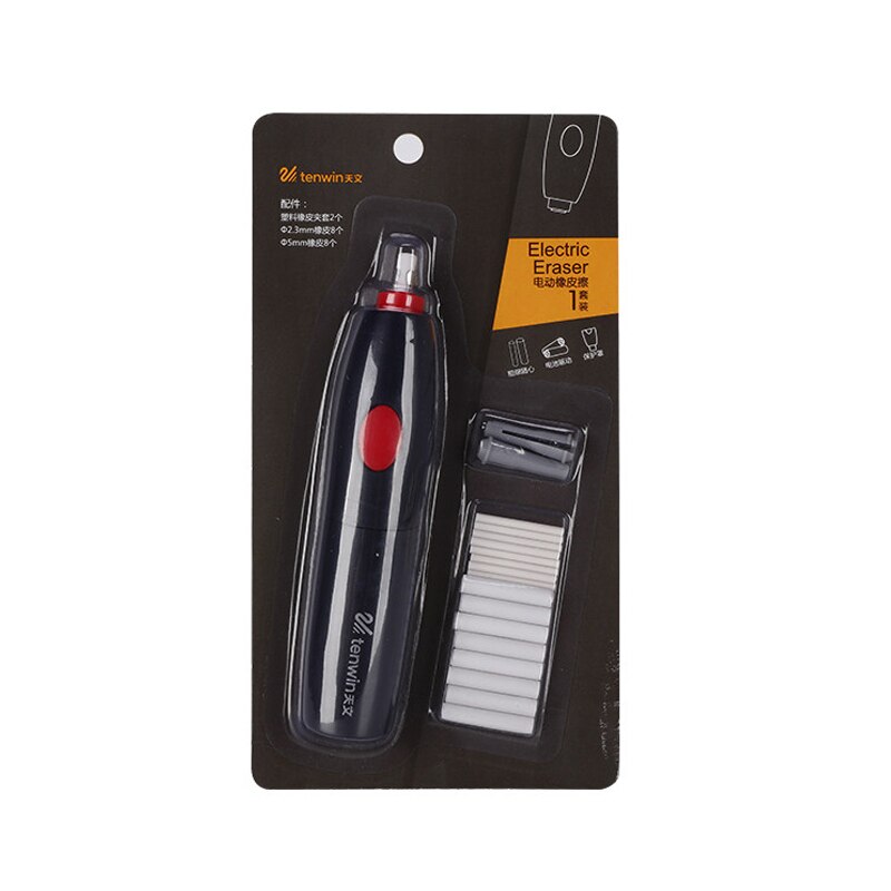 Electric Pencil Eraser Kit Battery Operated Highlights Erasing Effects Office Students Electric Eraser for Sketch Stationery Art: black