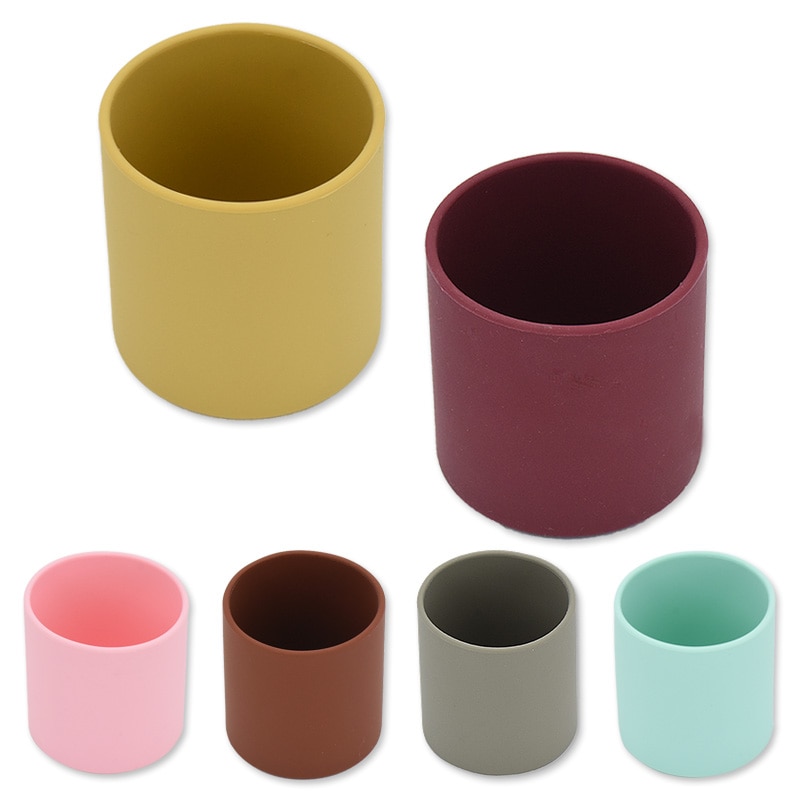 Vasos de agua de silicona para bebé, taza de entrenamiento portátil de grado alimenticio para niños, vajilla resistente al calor para niños pequeños, taza para beber