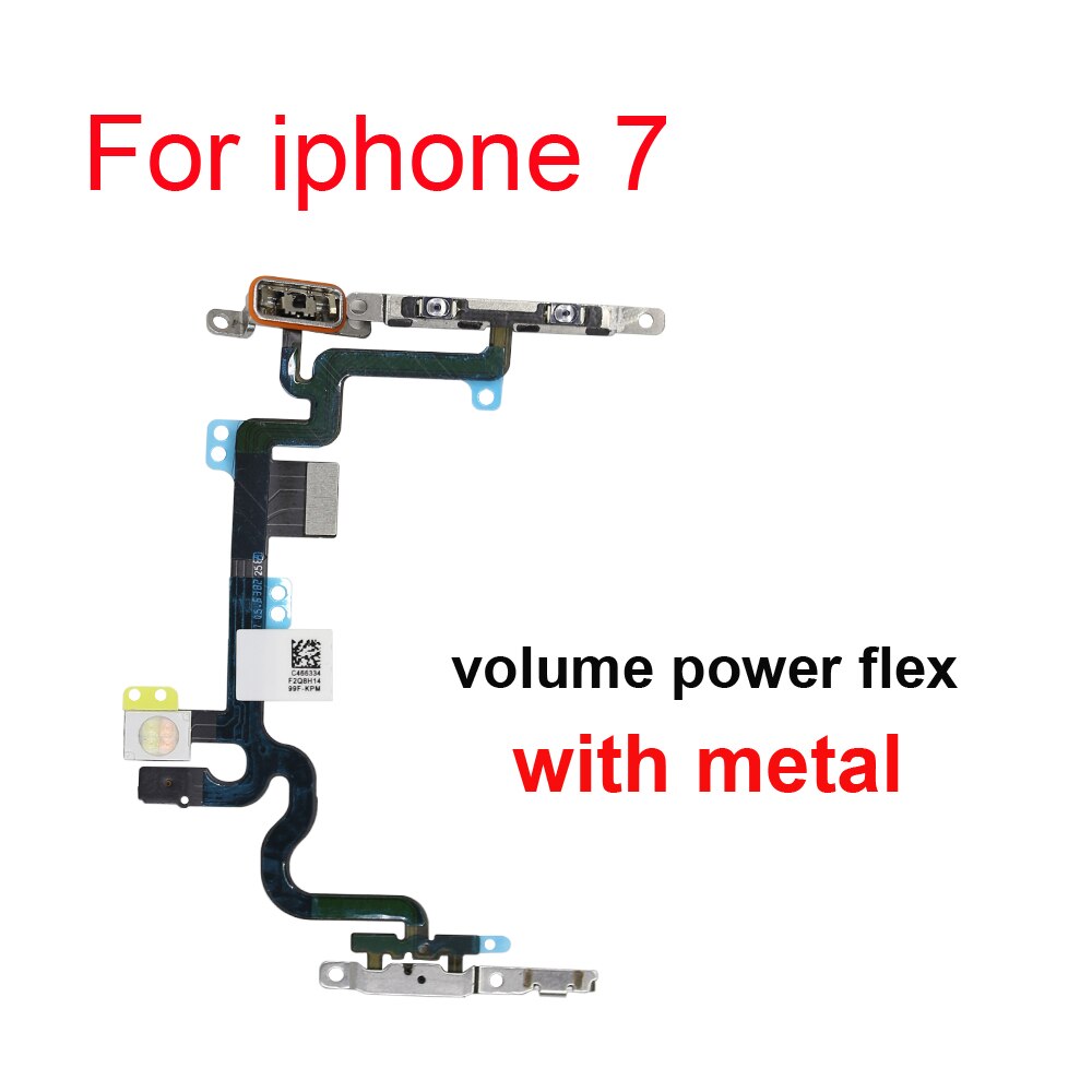 1 stk power flex med metalholder til iphone 5 5s 6 6s 7 8 plus mute switch strømstyrkeknap flex kabel: For 7g strømvolumen