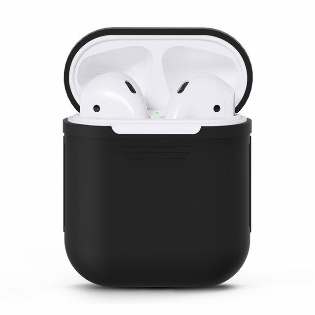 TPU Silicone Bluetooth Wireless Earphone Case for AirPods Full Protective Cover Skin Accessories for Apple Air Pods Charging Bag: Black