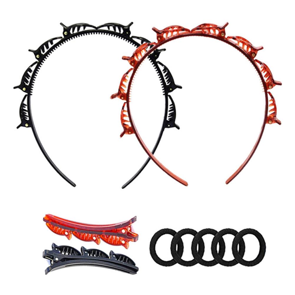 Double Bangs Hairstyle Hairpin Teeth Comb Hair Hoop Hairpin Set With Hair Ties Headband Hair Clip Hair Braided Tie
