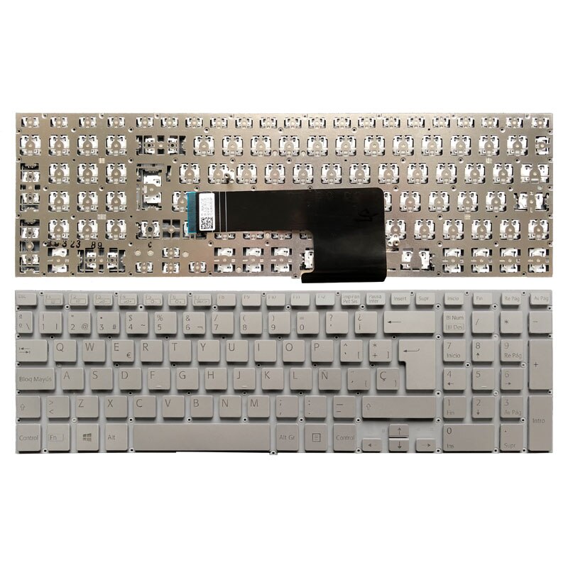 Spanish Laptop Keyboard for Sony Vaio Fit 15 SVF15 Series - SVF15A16CXB SVF15N17CXB SVF152100C SVF152A29M: Silver