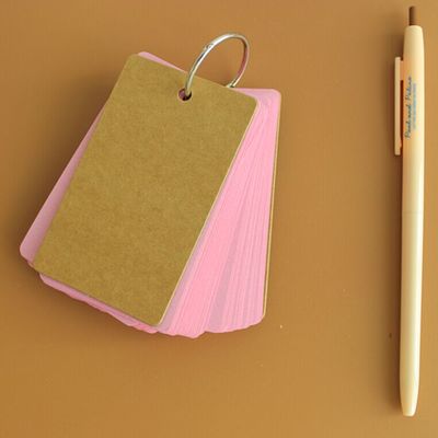 Candy Color Buckle Binder Notes Portable Flash Cards Memo Pads Cute Stationery DIY Blank Card: Pink