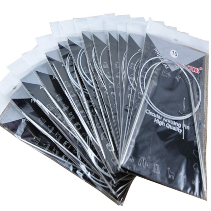 11 stuks 32 inch 80cm roestvrijstalen rondbreinaalden haaknaalden weefset in verschillende maten 6-16 doe-het-zelf weefspelden