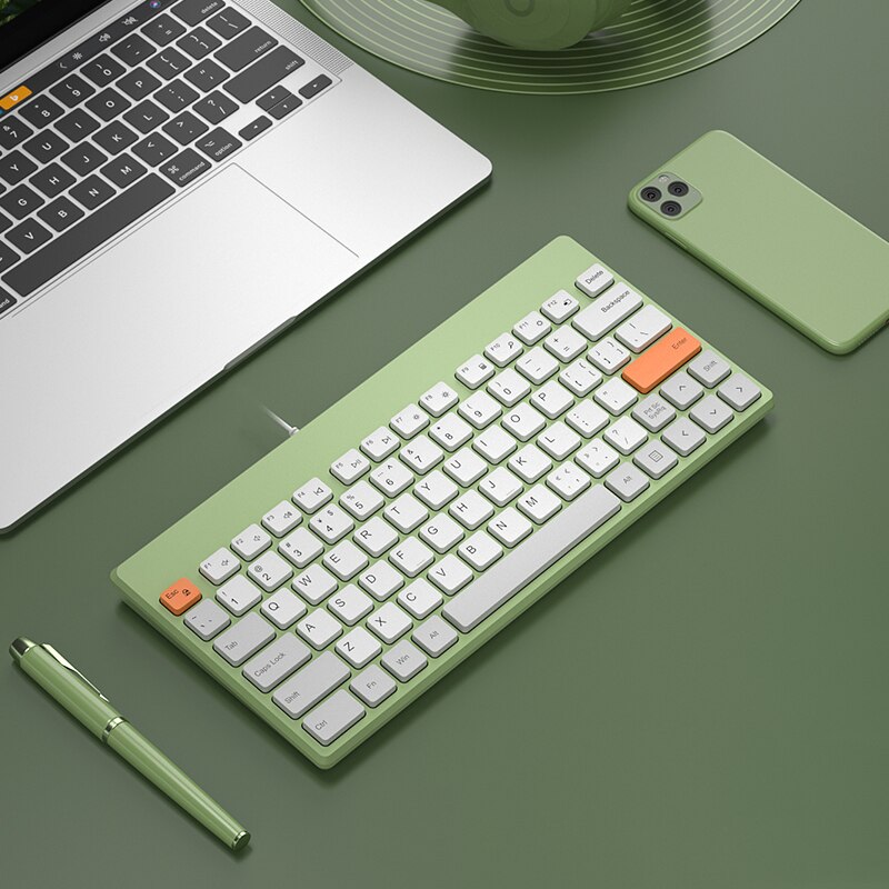 Conjunto de teclado y ratón con cable USB para Macbook, Xiaomi Mini, ratón mágico, Combo silencioso para ordenador portátil: Green Keyboard