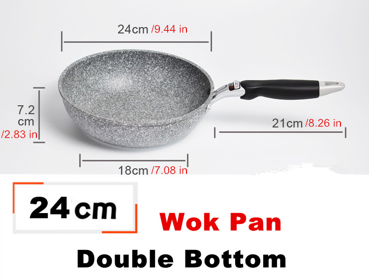 28cm Durable Non-Stick Wok Frying Pan Ceramic Pot Home Steak Skillet Pancake Fried Induction Cooker Gas Stove Special Saucepan: Blue