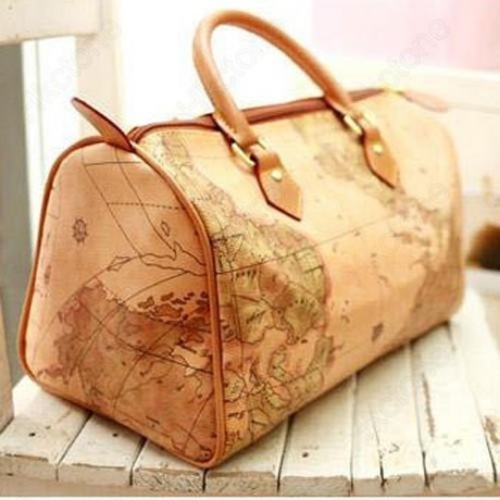 Mapa modelado bolsa de couro do vintage mapa padrão feminino senhoras bolsa de couro estilo de viagem para meninas