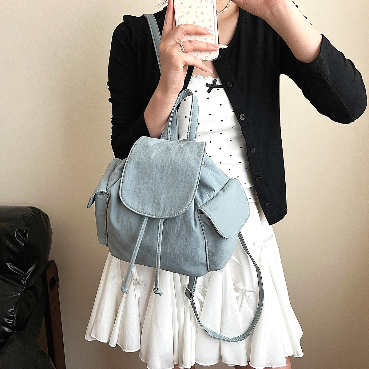 Famous Cloud Backpack Solid Color Women's Summer Travel Bag Large Capacity Multi Pocket Student Backpack