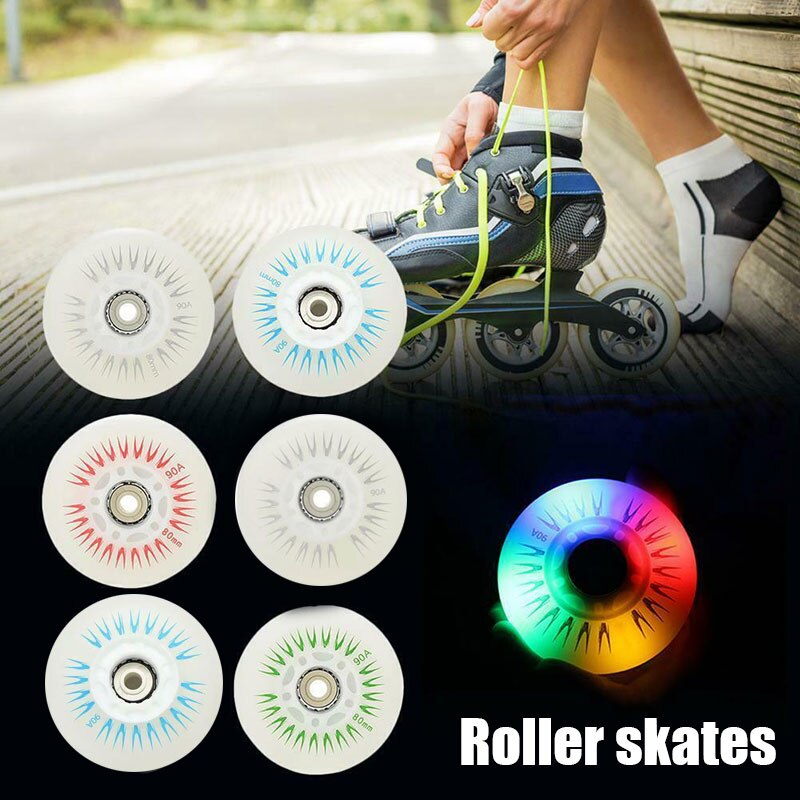 Roues de patins à roulettes coulissantes 90A, éclairage LED, accessoires colorés, 68/72/76/80MM, 4 pièces,rollers patins 4 roues