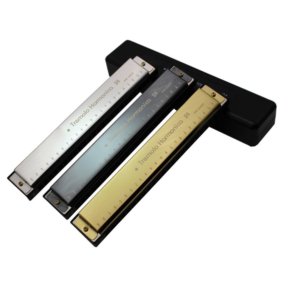 24 Hole Tremolo Harmonica C Key Polyphony Octave-tuned Mouth Organ