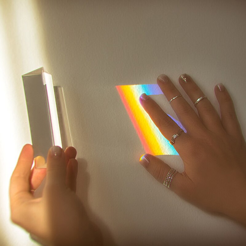 25x25x80mm Triangular Prism Optical Prisms Glass Physics Teaching Refracted Light Spectrum Rainbow Children Students