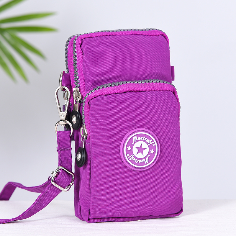 Crossbody Verticale Mobiele Telefoon Tas Vrouwen Hangende Arm Ouderen Mobiele Telefoon Tas Nek Doek Tas Draagbaar voor Wandelen Kleine Tas: Paars