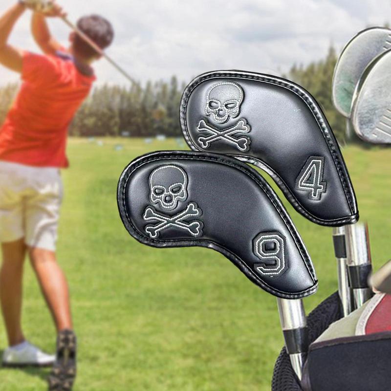 Couvre-têtes de Club de Golf, doublure en fourrure, couverture de Putter de Golf en cuir PU, ensembles de couvre-chef en fer, étui de protection, accessoires de Golf, 10 pièces