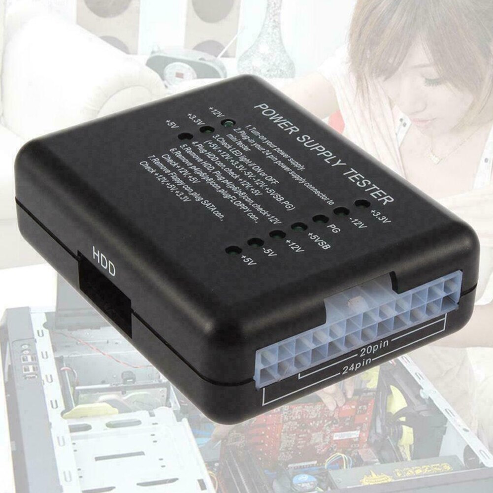 Meter Check Led Power Supply Tester Mini 12V 5V 3.3V 20/24 Pin Accurate SATA HDD Fault Detection Measuring PC Computer PSU ATX