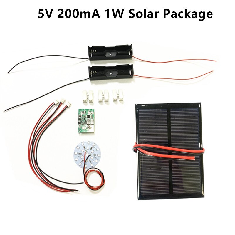 DIY KIT 5V 200mA 1W 2.5W Solar Panel with 0.6A Solar lamp Light controller 3.7V 5V 600ma with 3.7V 5W LED