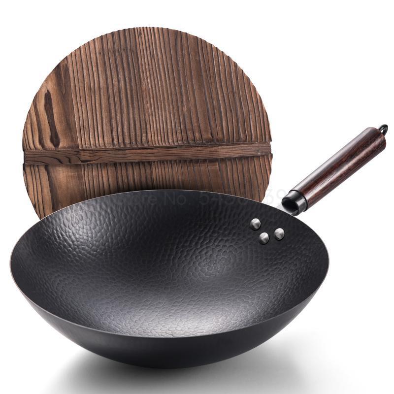 Zhangqiu jern pot vintage håndsmedede wok non-stick pan ucoated gaskomfur til husholdning gaskomfur dedikeret