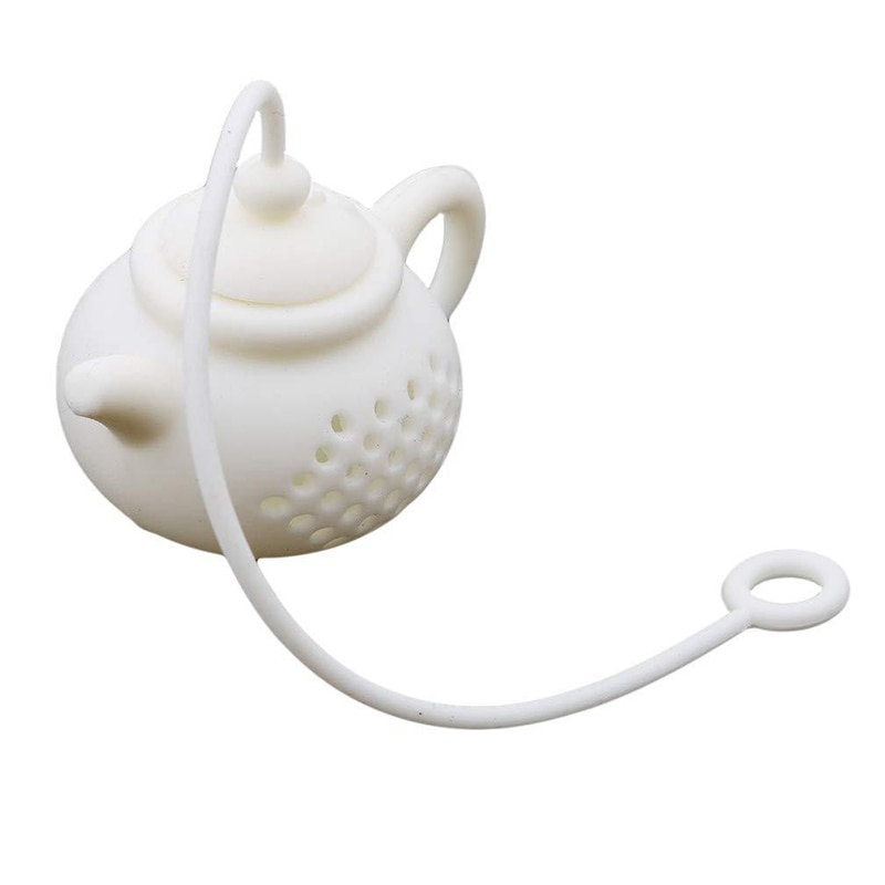 Tea Pot Shape Silicone Tea Maker Silica Gel Filter Tea Set Silica Gel Tea Hold 2 Styles: white