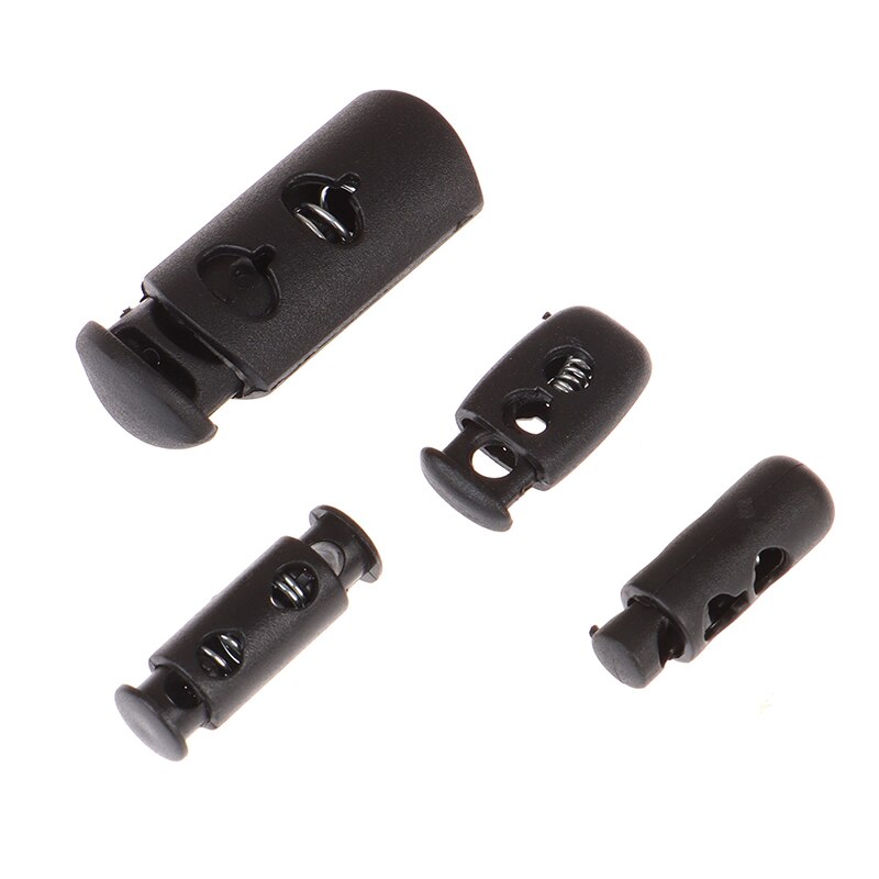 Multi Style Black Push Cord Lock Spring Clasp Plastic Stoppers Ends Toggles Clip For Apparel Bungee Elastic Rope Parts 10pcs