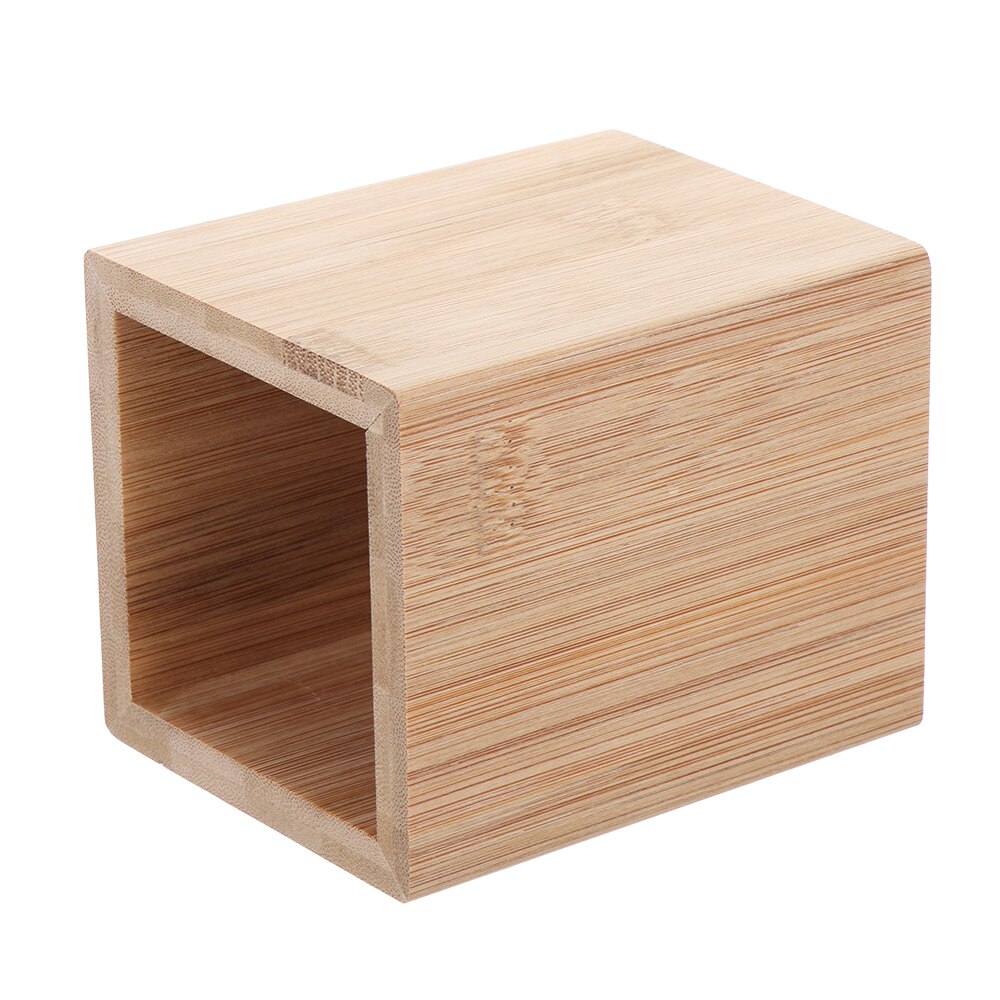 Bamboo Box Pen Pencil Holder Makeup Brush Storage Office Desktop Stationery Organizer Square Container Pen Holder