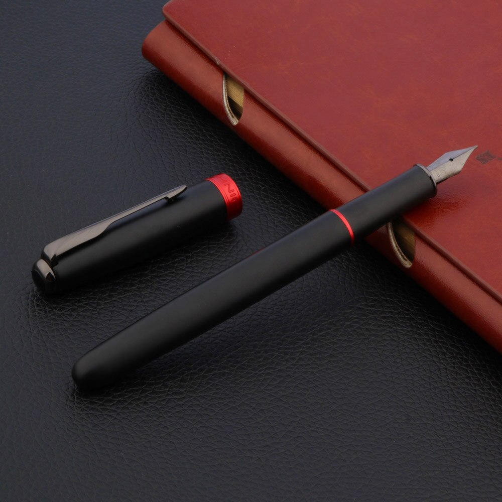 Jinhao 75 Vulpen Frosted Zwart Geborsteld Veer Titanium Zwarte Briefpapier 0.7Mm Inkt Pen Schoolbenodigdheden: A2