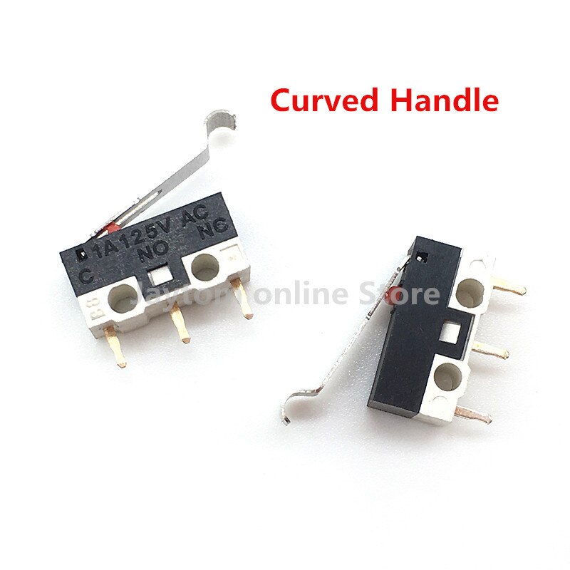 10pcs Limit Switch Push Button Switch 1A 125V AC Mouse Switch 3Pins Micro Switch With Curved Handle