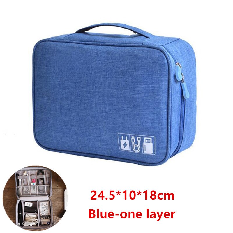 Bolsa de documentos de gran capacidad, Cartera de pasaporte de viaje, organizador de tarjetas, negocio de los hombres, paquete de almacenamiento impermeable, artículo de accesorios para el hogar: Blue-one layer